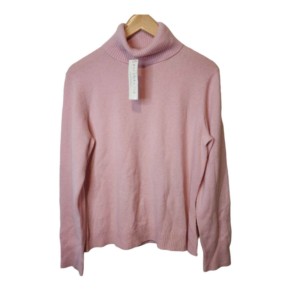 Pursuits Ltd Sweater 100% Cashmere Womens Large Pink Barbie Turtle Neck Pullover